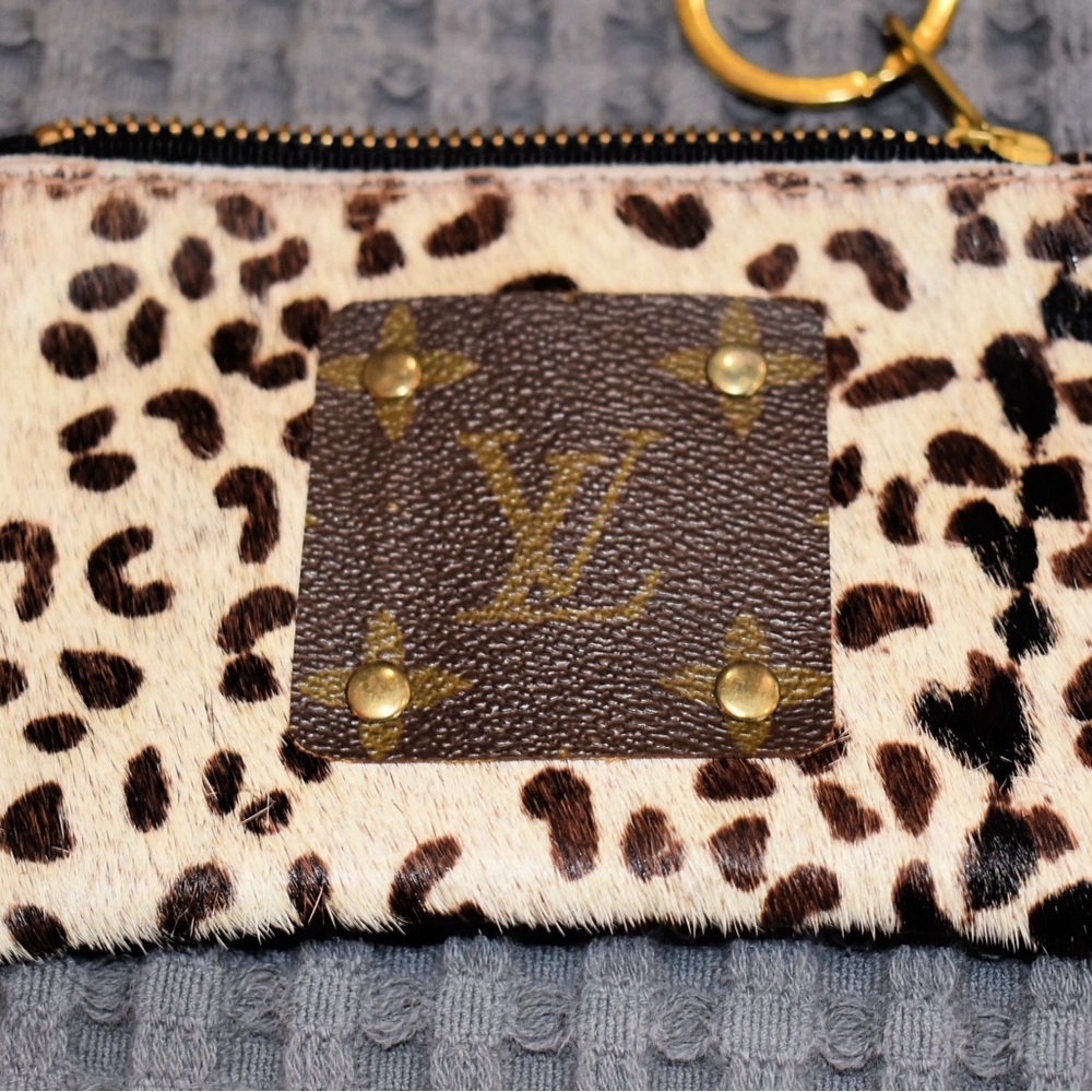 Upcycled LV wristlet/keychain/changepurse